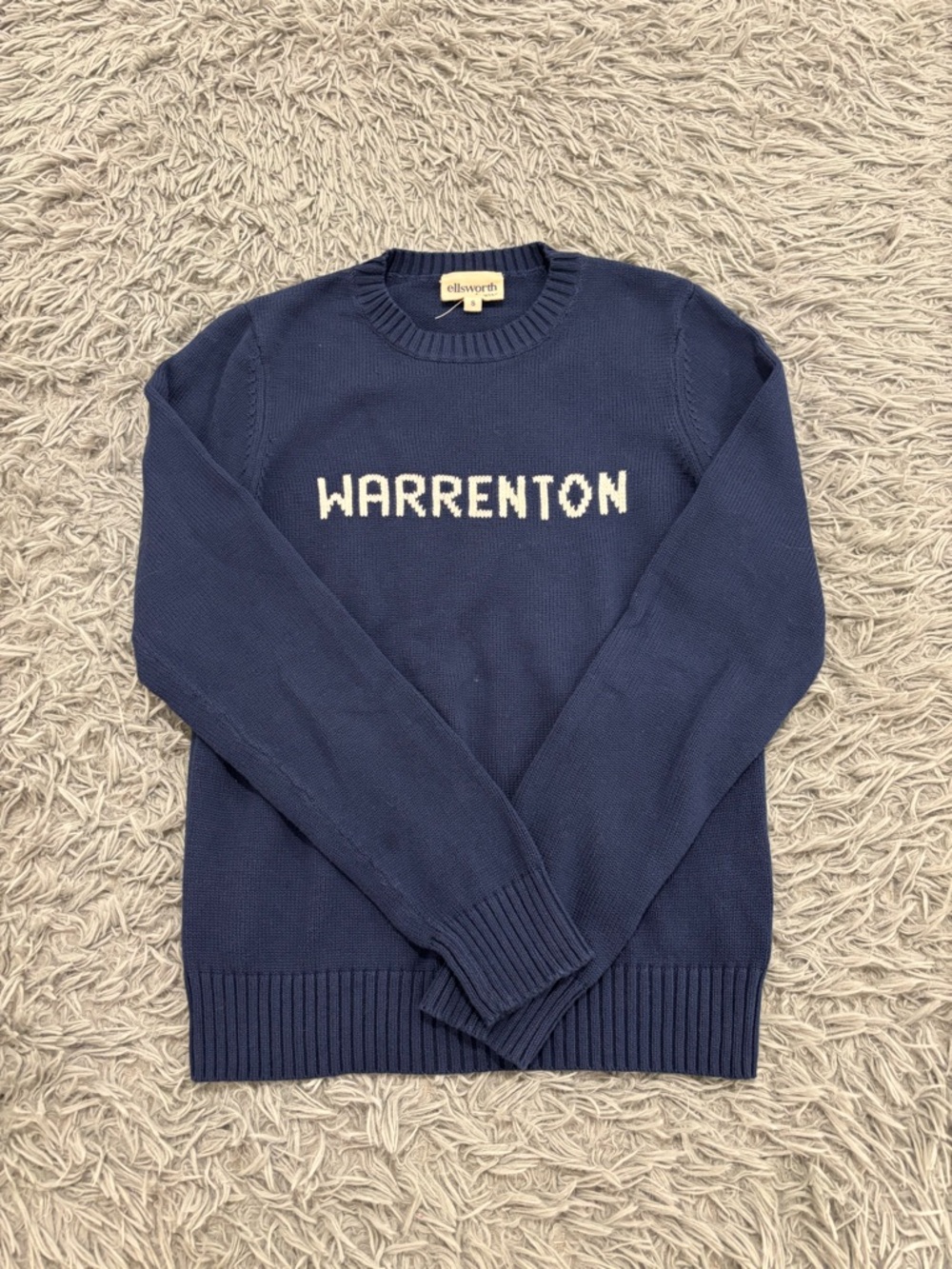 Ellsworth & Ivy Women’s Blue Warrenton Crew Neck Sweater Knit Small Collegiate